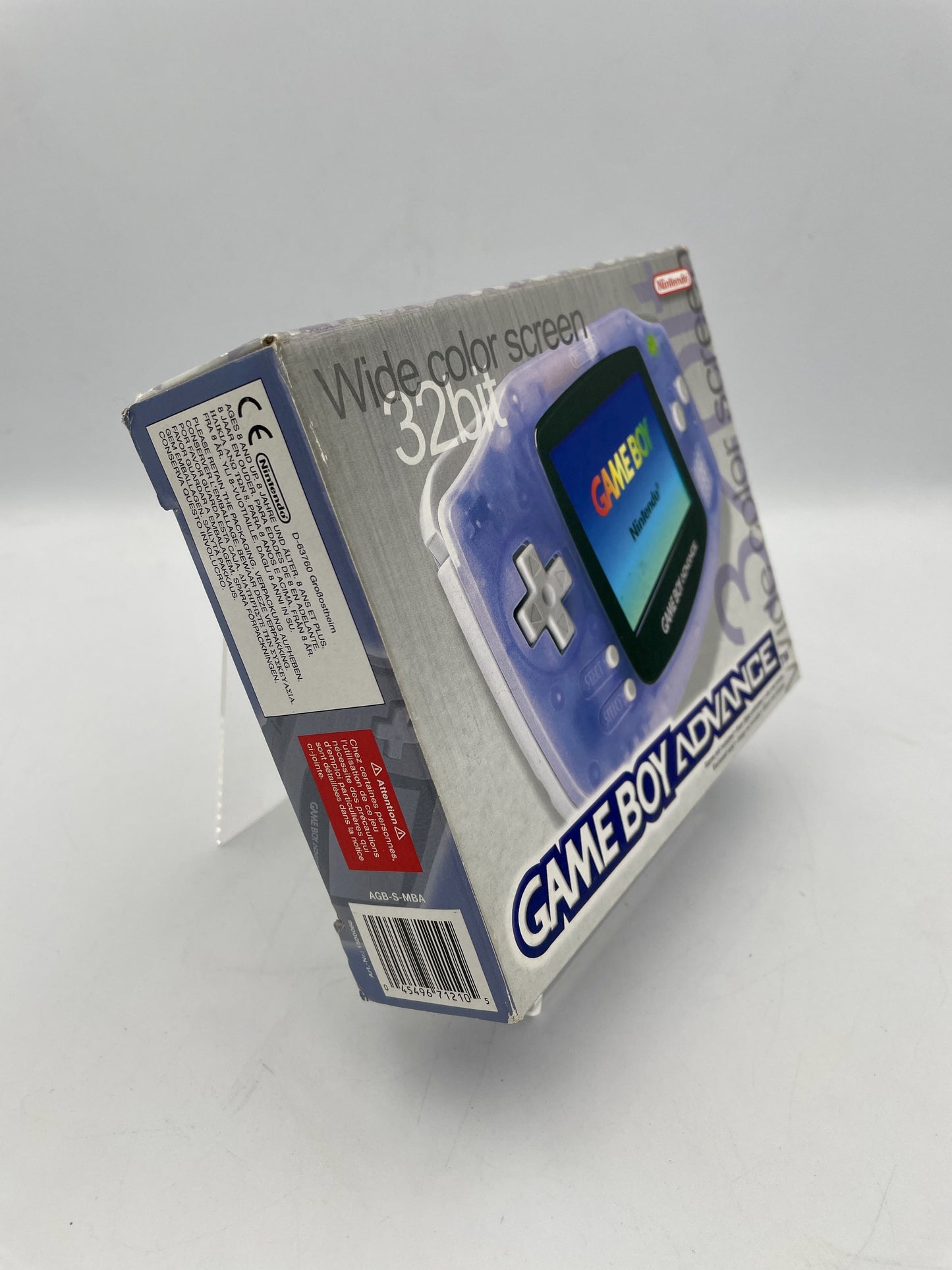 Box of Game Boy Advance on a gray background