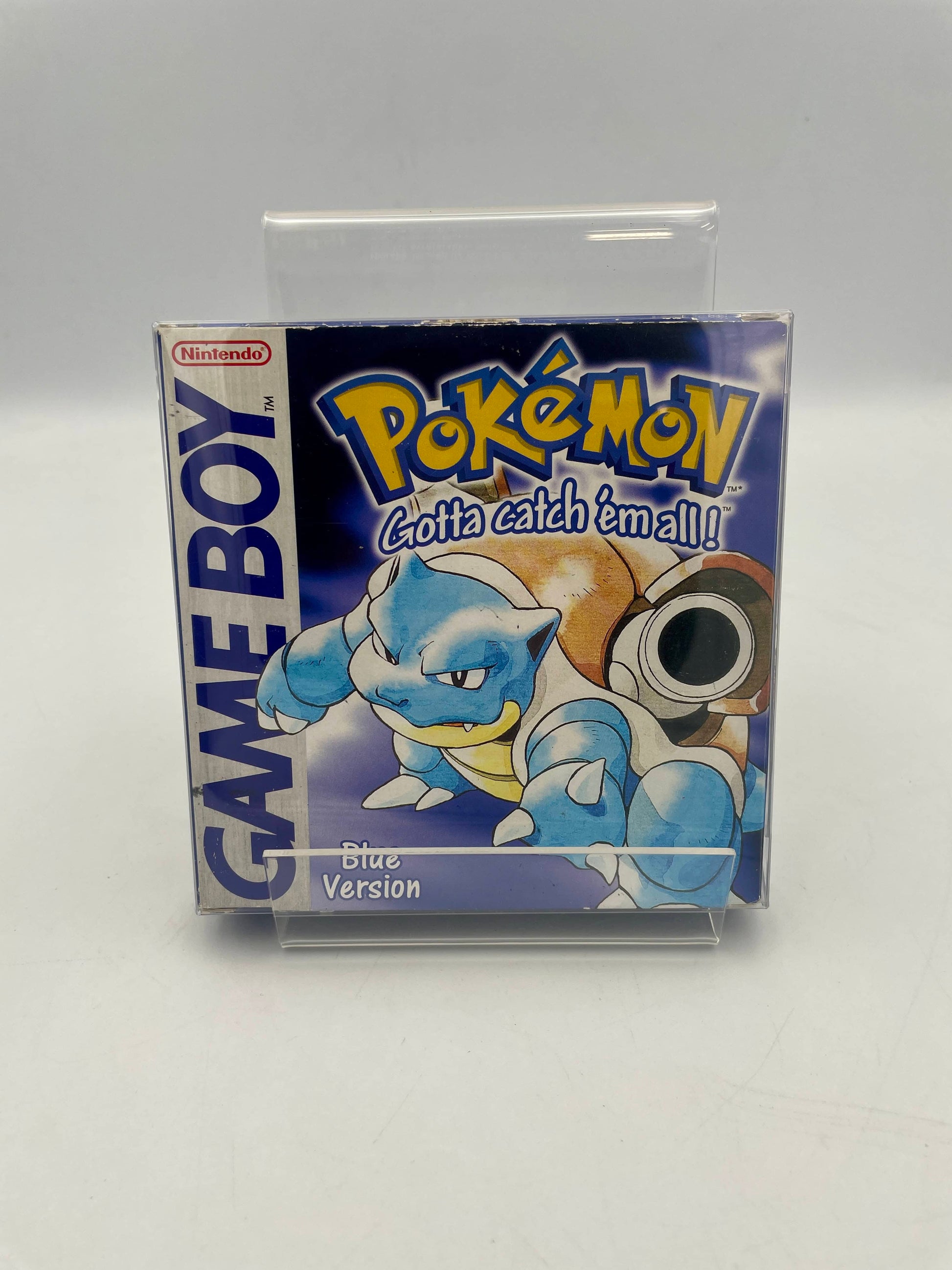 Pokémon Game Boy Blue Version packaging on a white background