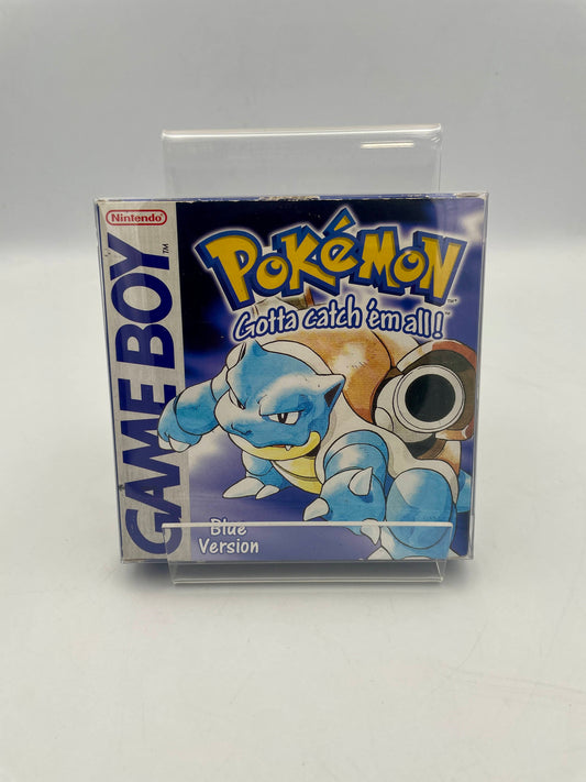 Pokémon Game Boy Blue Version packaging on a white background