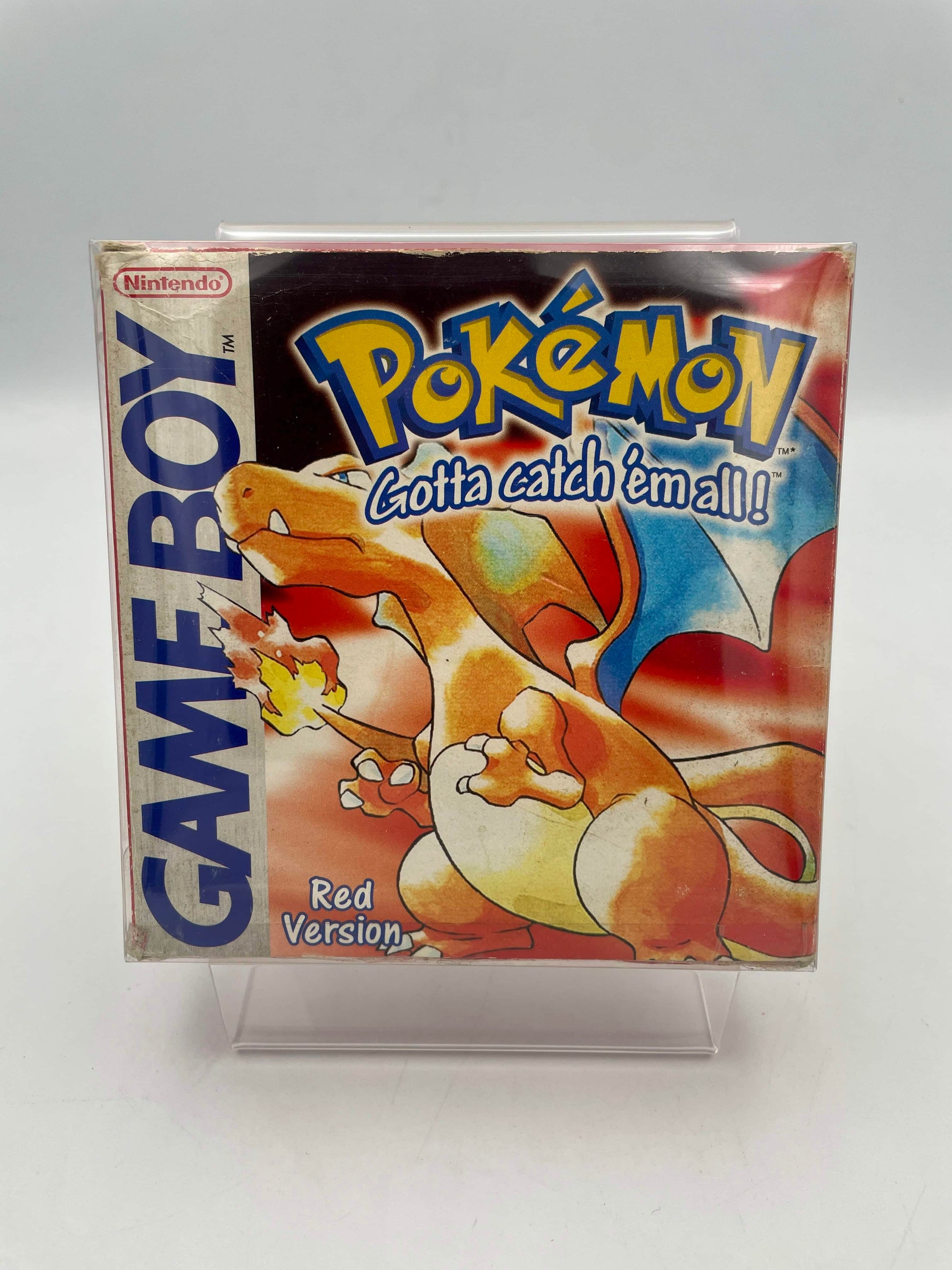 Pokémon Game Boy Red Version packaging with a gray background