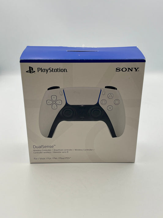 PlayStation DualSense controller packaging with Sony branding on a white background