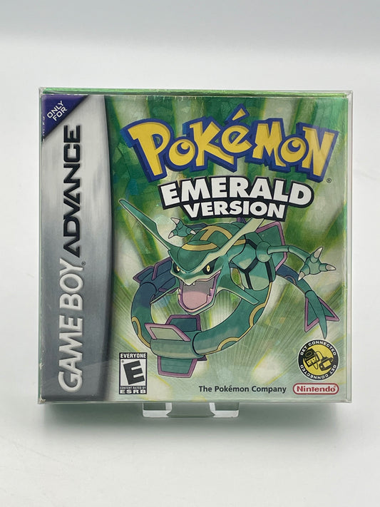 Pokémon Emerald Version Game Boy Advance game case on a white background