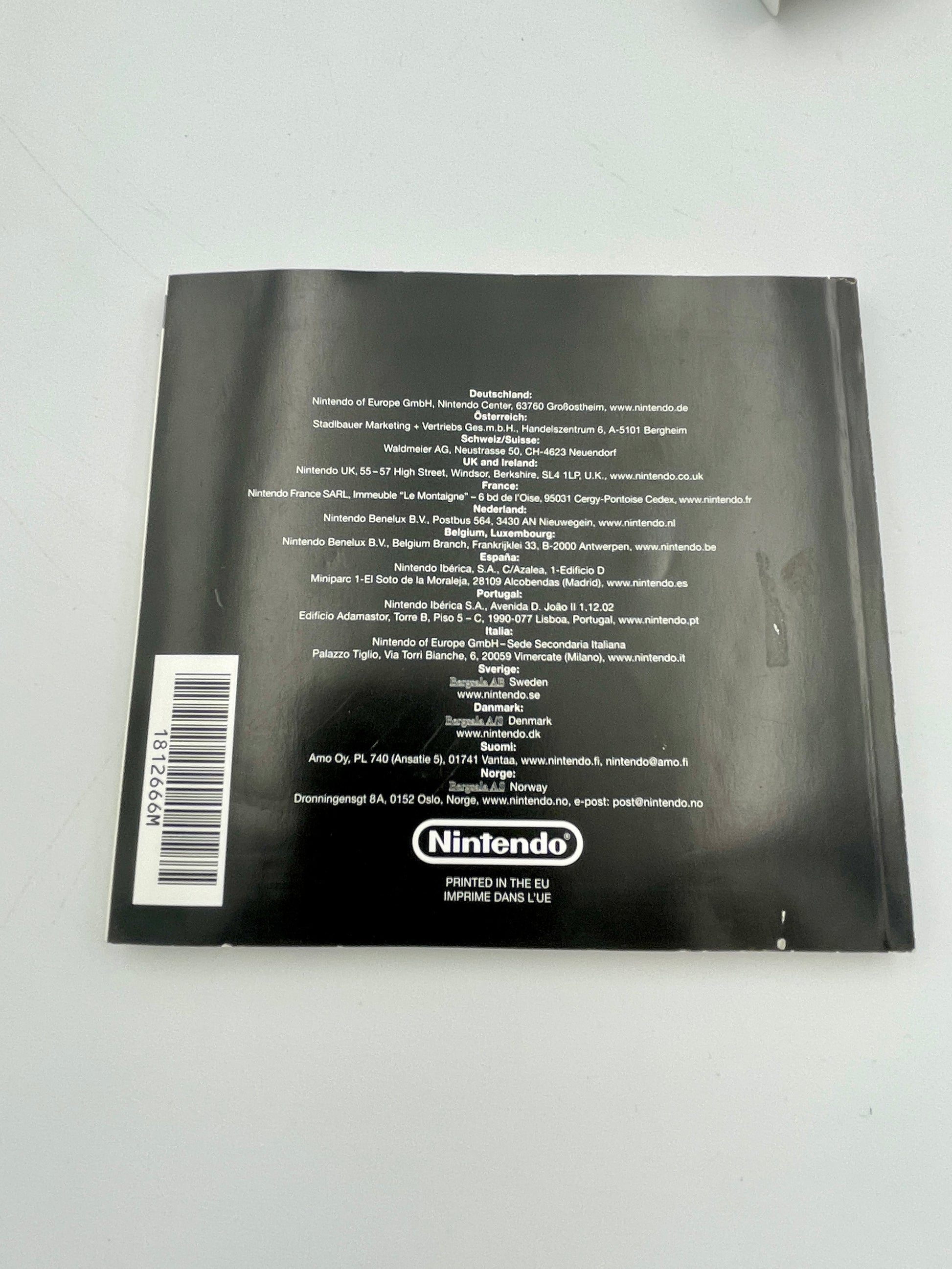 Black Nintendo package with text and barcode on a white background