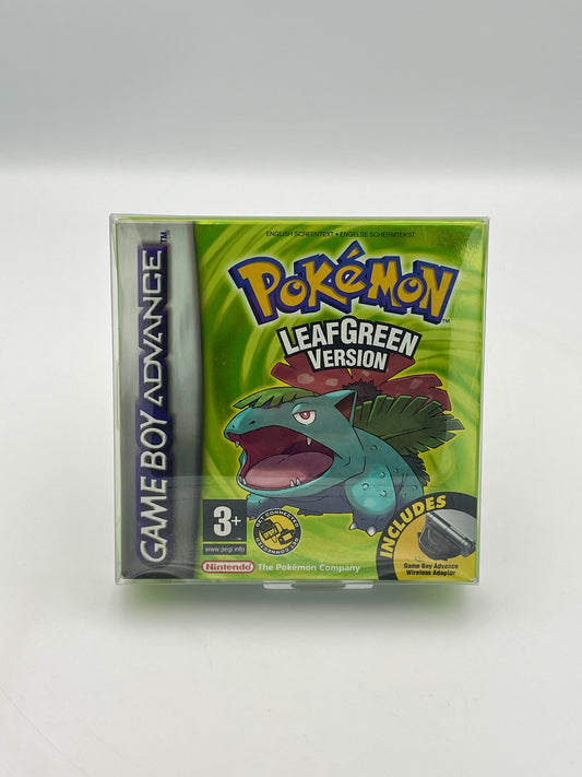 Pokémon Leaf Green Version Game Boy Advance game case on a white background