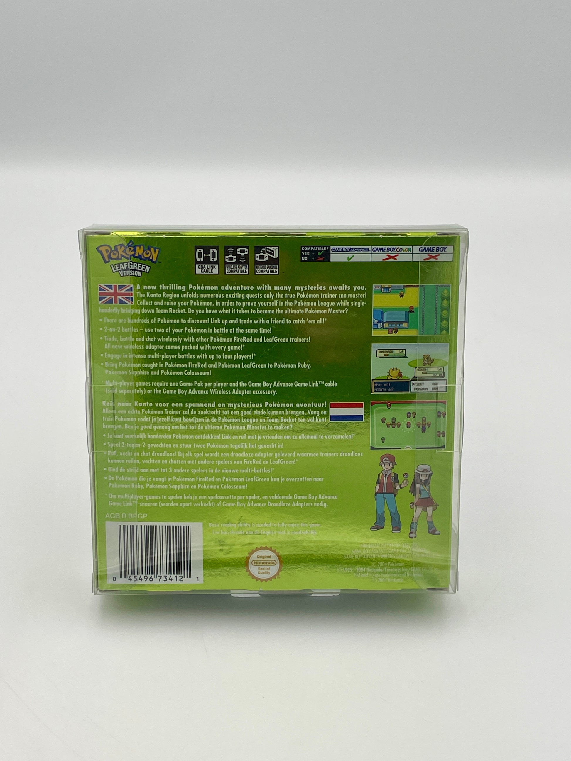 Back view of a Pokémon trading card game packaging with text and graphics on a white background
