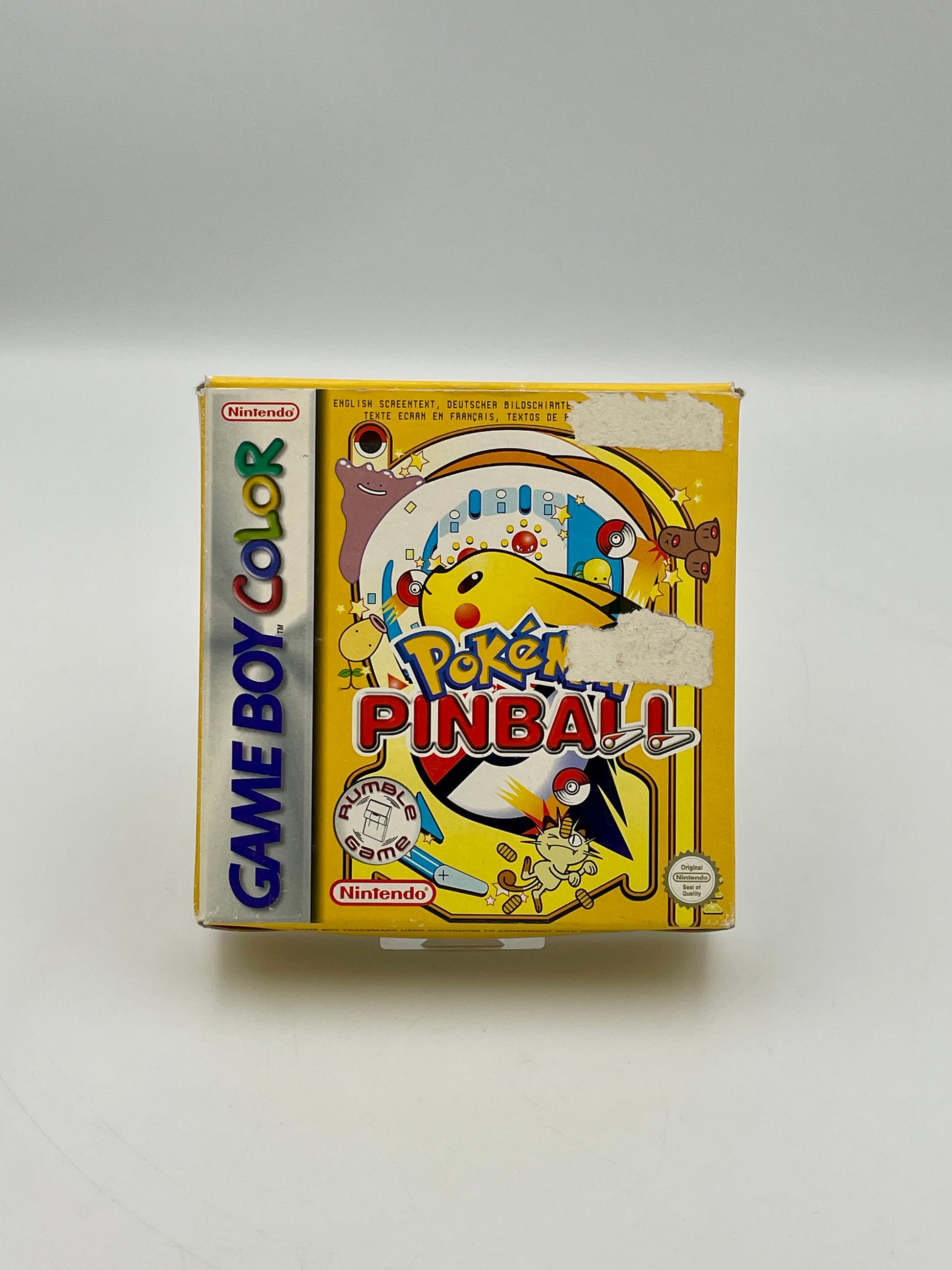 Poké Pinball Game Boy Color packaging on a white background