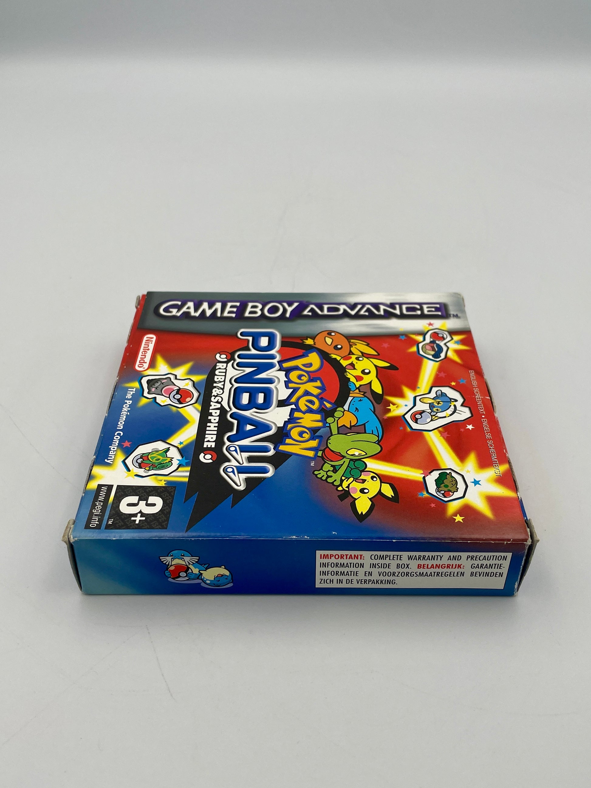 Game Boy Advance Pinball game case with Pokémon branding on a white background