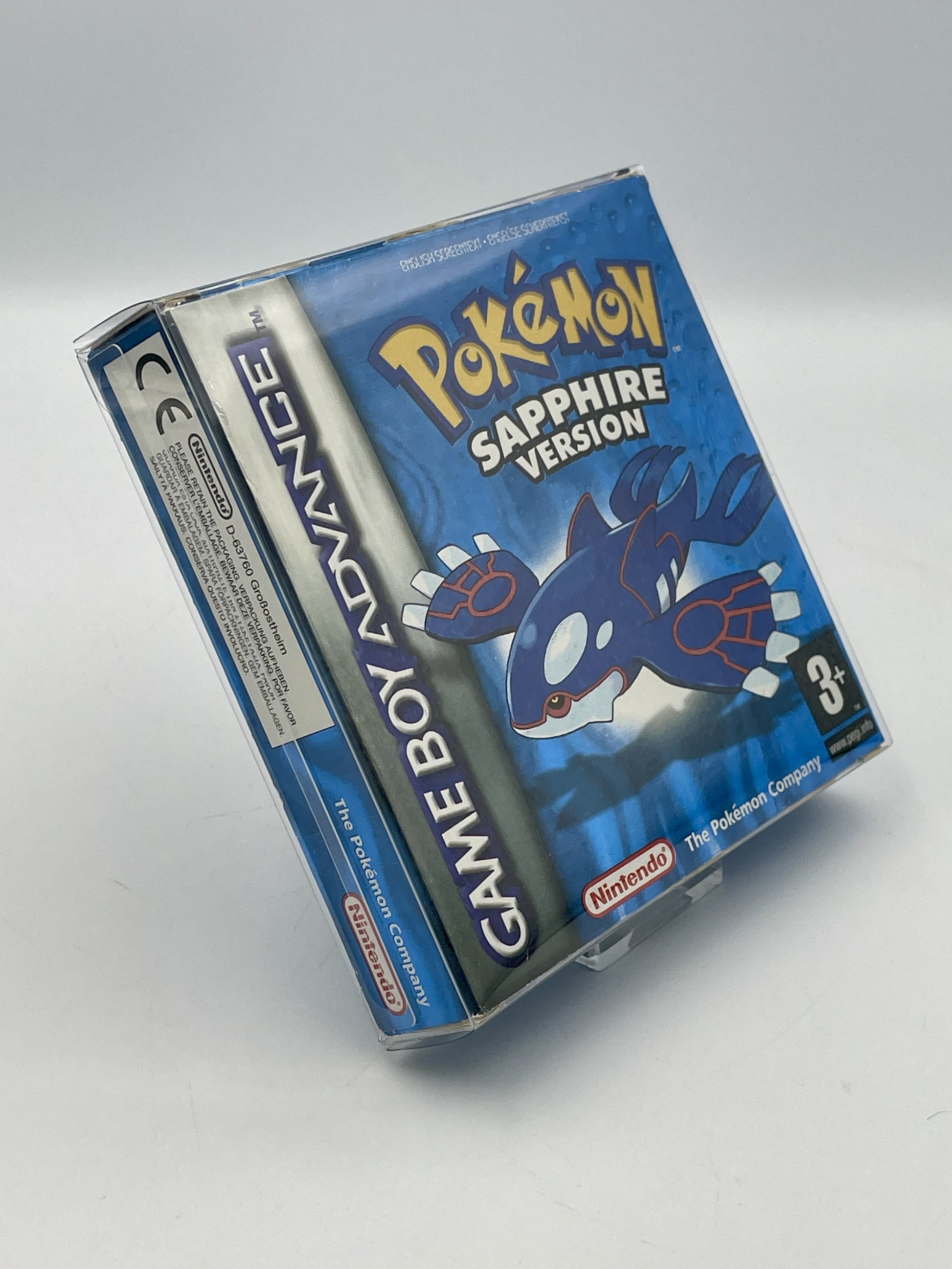 Pokémon Sapphire Version Game Boy Advance packaging on a white background