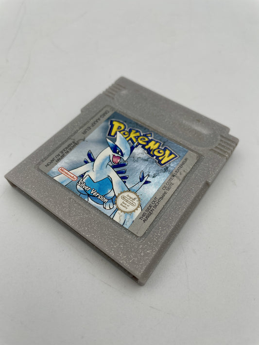 Gray Game Boy Color game cartridge with a Pokémon logo on a white background