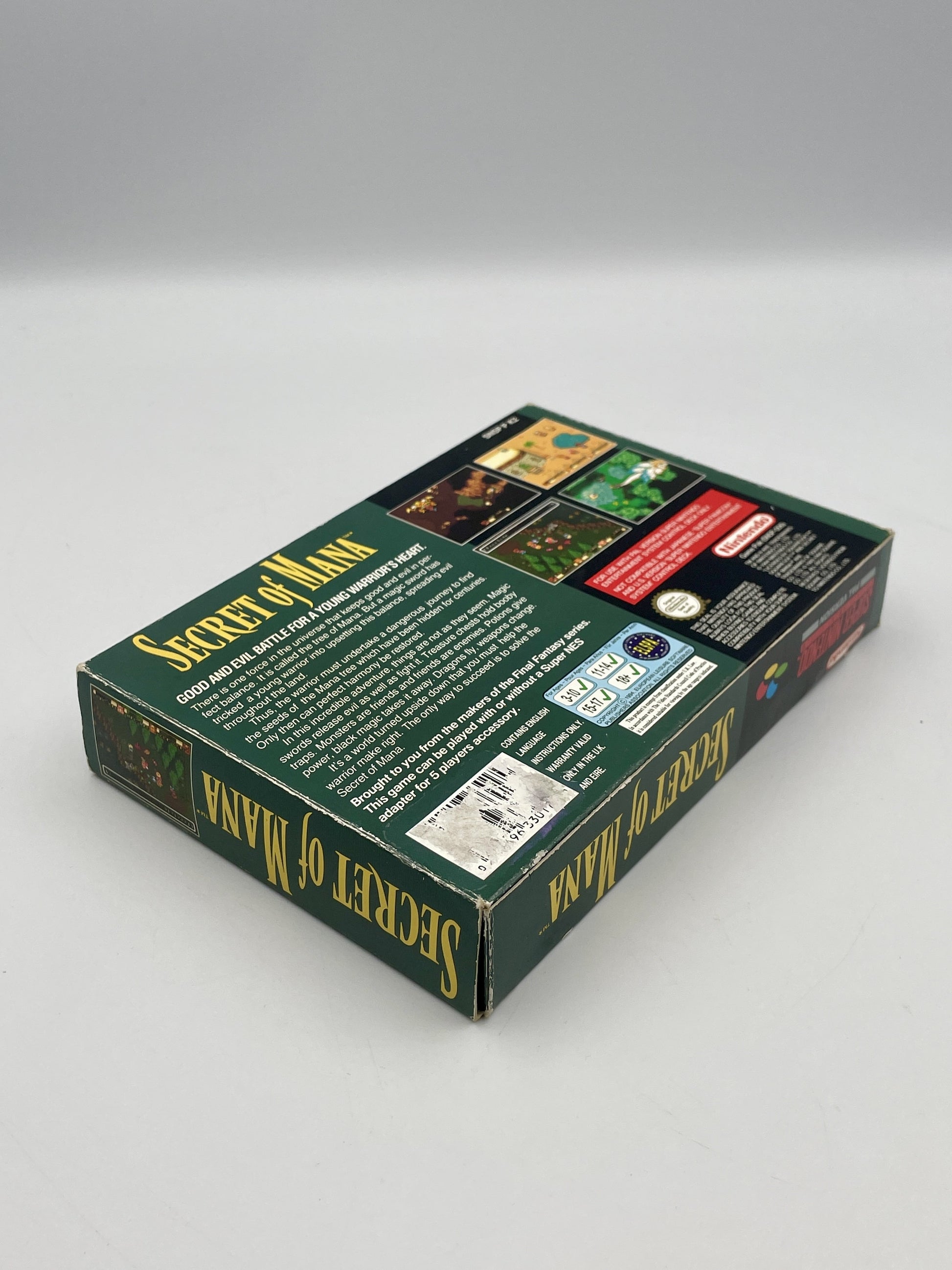 Box of 'Secret of Mana' on a gray background