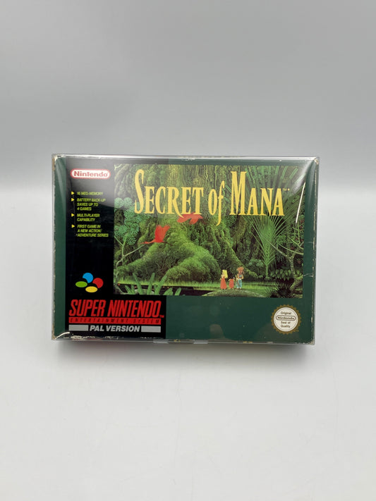 Box of 'Secret of Mana' for Super Nintendo on a white background