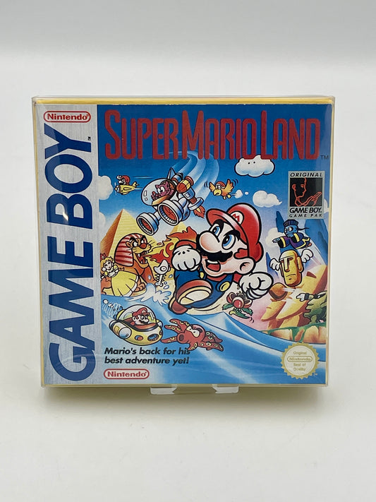 Super Mario Land Game Boy packaging with colorful graphics on a white background
