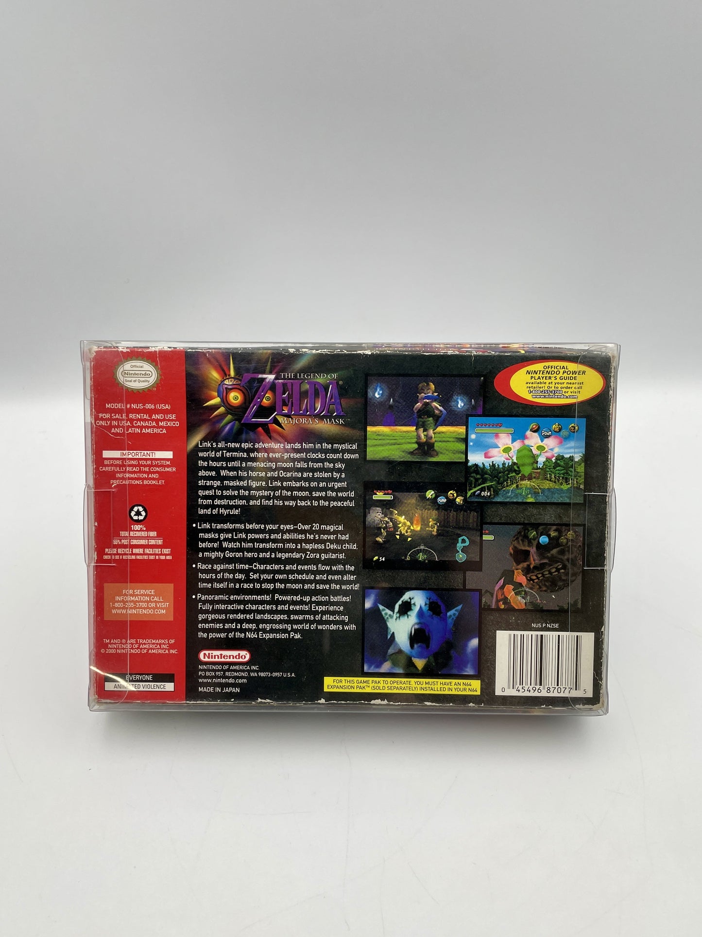 Game cartridge packaging for 'The Legend of Zelda' on a gray background