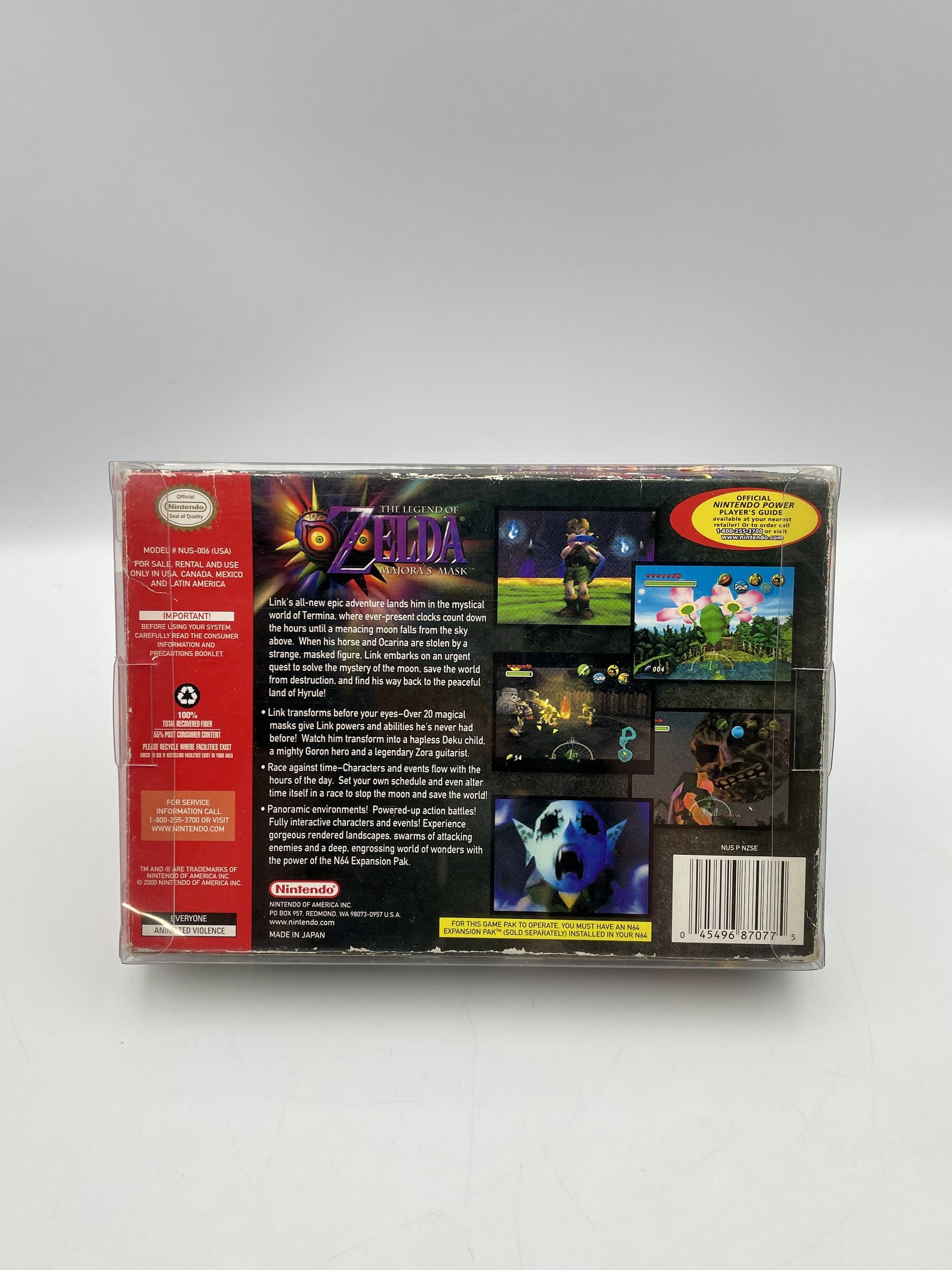 Game cartridge packaging for 'The Legend of Zelda' on a gray background
