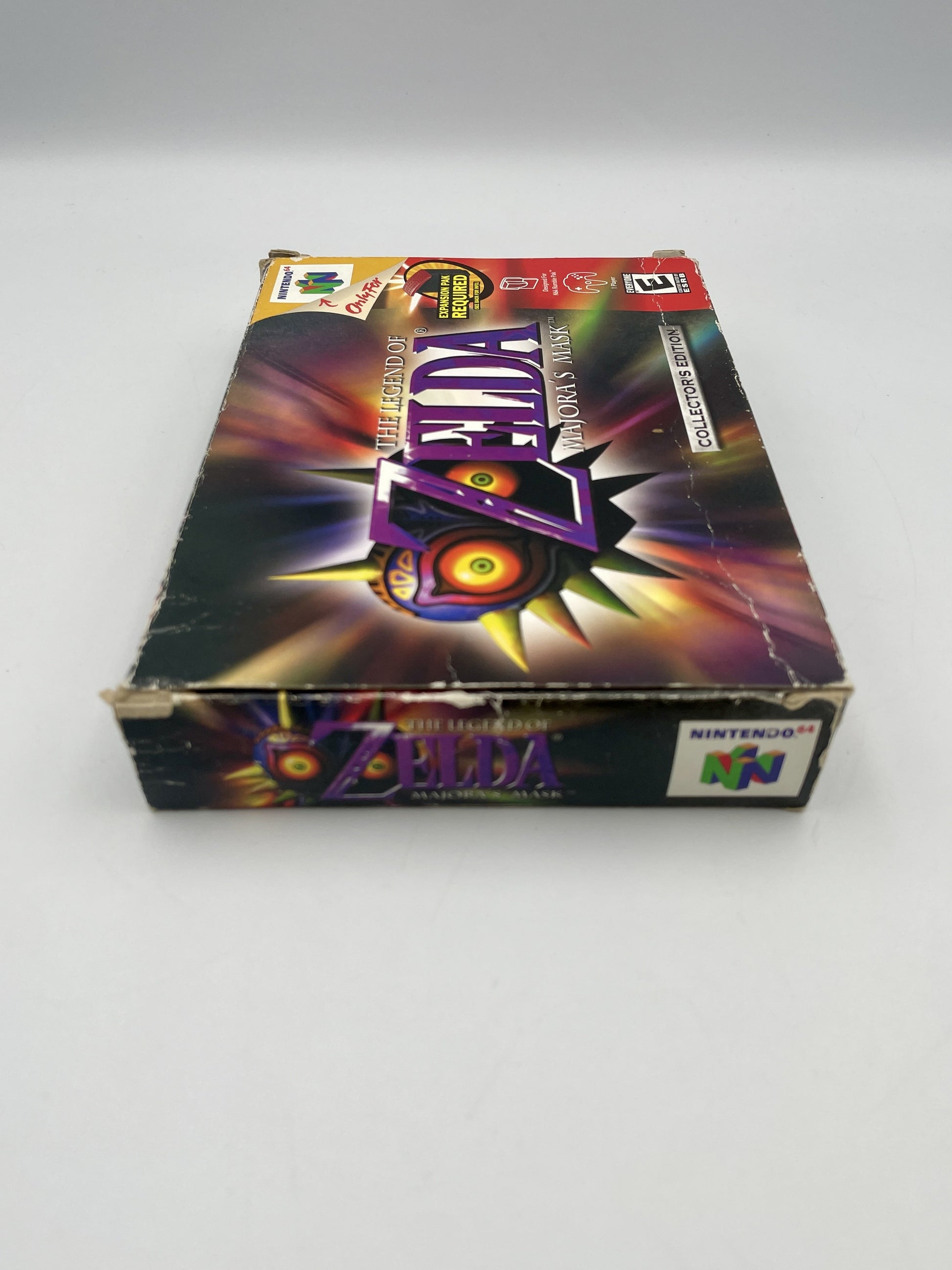 Vintage 'The Legend of Zelda' game box for N64 on a white background